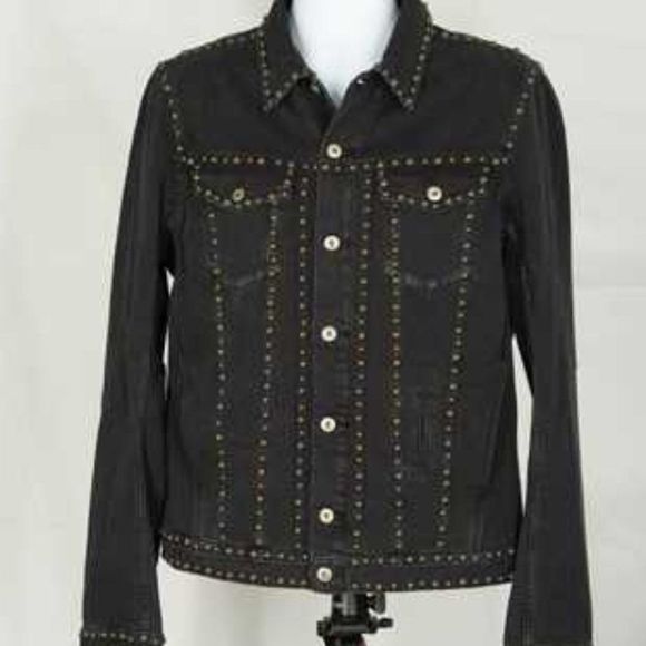 diesel black denim studded jacket - Picture 1 of 2
